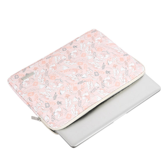 G4-01 13 Inch Laptop Liner Bag PU Leather Printing Water-resistant Protective Cover(Light Pink)