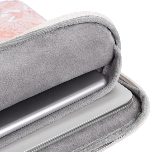 G4-01 14 Inch Laptop Liner Bag PU Leather Printing Water-resistant Protective Cover(Light Pink)