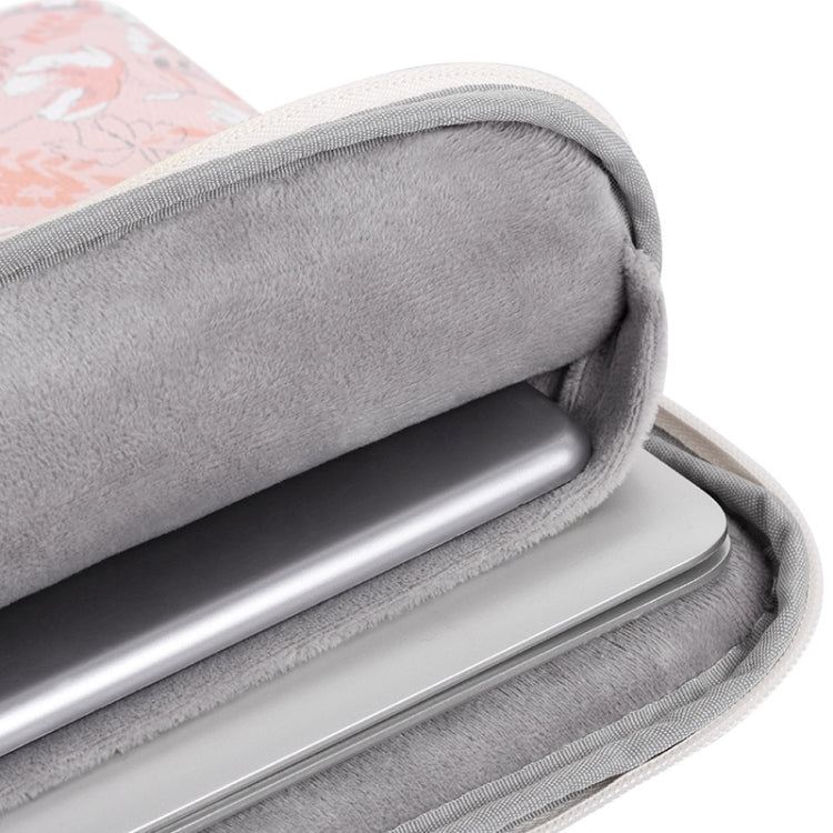 G4-01 14 Inch Laptop Liner Bag PU Leather Printing Water-resistant Protective Cover(Light Pink)