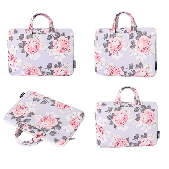 H40-B01 White Rose Pattern Laptop Case Bag Computer Liner Bag With Handle, Size: 12 Inch(Black)