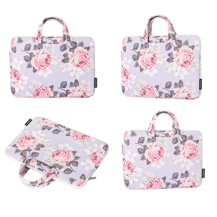 H40-B01 White Rose Pattern Laptop Case Bag Computer Liner Bag With Handle, Size: 12 Inch(Blue)