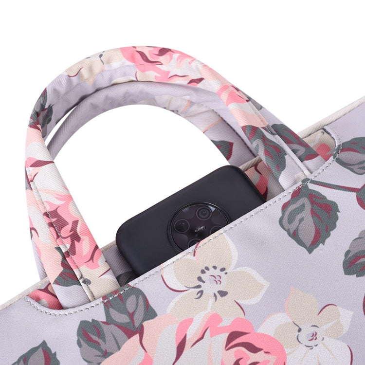 H40-B01 White Rose Pattern Laptop Case Bag Computer Liner Bag With Handle, Size: 15 Inch(Black)