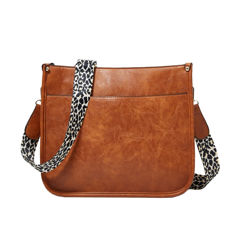 013 Leopard Strap PU Leather Single-shoulder Waterproof Crossbody Tote Bag(Brown) - Single-shoulder Bags by PMC TechLife | Online Shopping South Africa | PMC TechLife