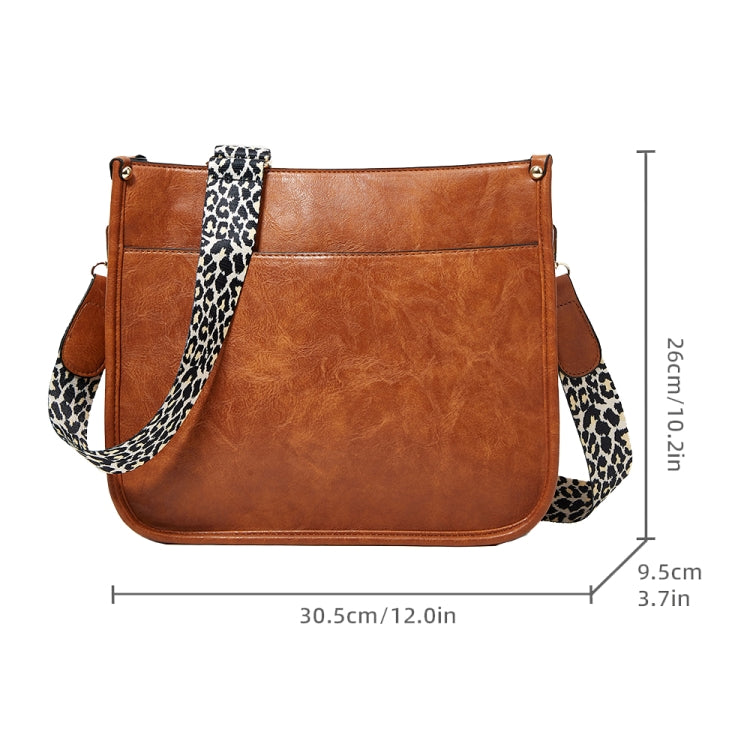 013 Leopard Strap PU Leather Single-shoulder Waterproof Crossbody Tote Bag(Brown) - Single-shoulder Bags by PMC TechLife | Online Shopping South Africa | PMC TechLife