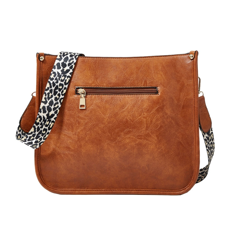 013 Leopard Strap PU Leather Single-shoulder Waterproof Crossbody Tote Bag(Brown) - Single-shoulder Bags by PMC TechLife | Online Shopping South Africa | PMC TechLife