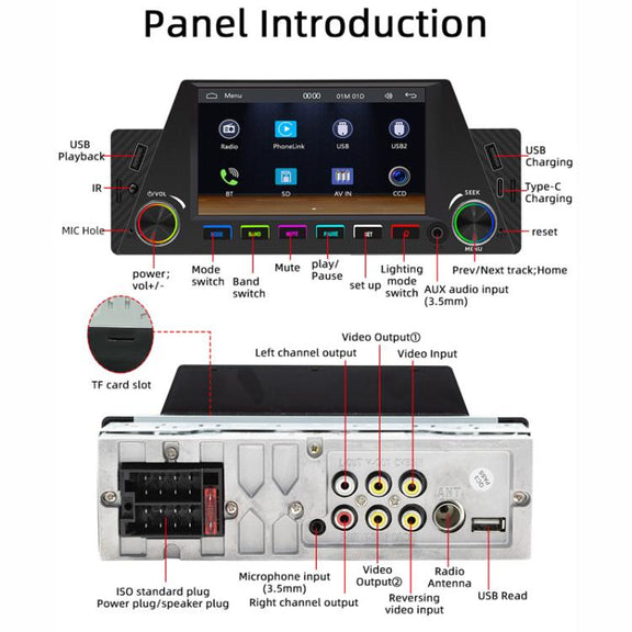 4.7 inch AUTO/CarPlay Navigation Bluetooth FM Radio Car MP5(161C)
