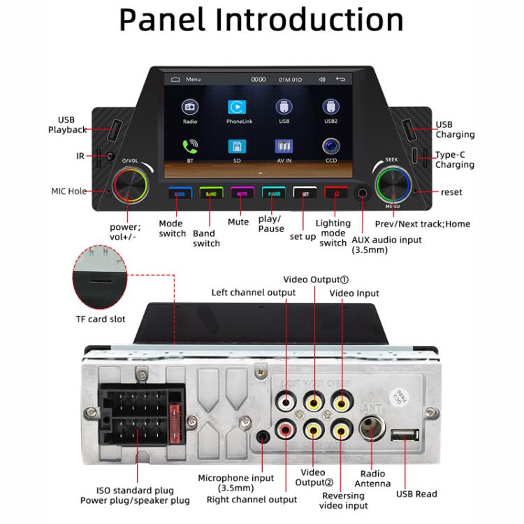 4.7 inch AUTO/CarPlay Navigation Bluetooth FM Radio Car MP5(161C)