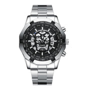 BINBOND S034 30M Water-resistant Quartz Watch Skull Skeleton Luminous Watch(White Steel Black)