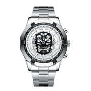 BINBOND S034 30M Water-resistant Quartz Watch Skull Skeleton Luminous Watch(White Steel White)