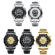 BINBOND S034 30M Water-resistant Quartz Watch Skull Skeleton Luminous Watch(White Steel White)