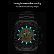 BINBOND S034 30M Water-resistant Quartz Watch Skull Skeleton Luminous Watch(Black Steel Black Gold Nail)