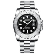 BINBOND B930 Metal Gear Luminous Quartz Watch 30M Water-resistant Sports Watch, Color: White Steel-Black
