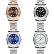 BINBOND B930 Metal Gear Luminous Quartz Watch 30M Water-resistant Sports Watch, Color: White Steel-Black