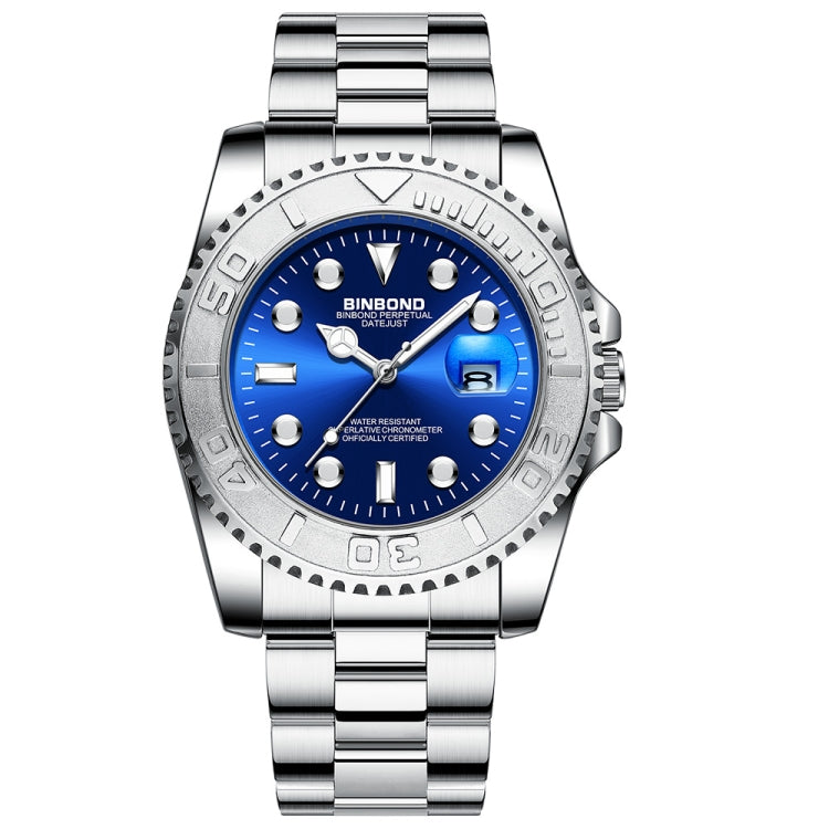 BINBOND B930 Metal Gear Luminous Quartz Watch 30M Waterproof Sports Watch, Color: White Steel-Blue - free shipping - PMC TechLife - Order now!