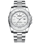 BINBOND B930 Metal Gear Luminous Quartz Watch 30M Water-resistant Sports Watch, Color: White Steel-White