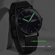 BINBOND B3820 30M Water-resistant Ultra-thin Quartz Luminous Starry Watch, Color: Black Net-Black-Starry