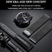BINBOND B3820 30M Water-resistant Ultra-thin Quartz Luminous Starry Watch, Color: Black Net-Black-Starry