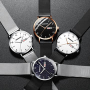 BINBOND B3820 30M Water-resistant Ultra-thin Quartz Luminous Starry Watch, Color: Black Net-Black-Starry