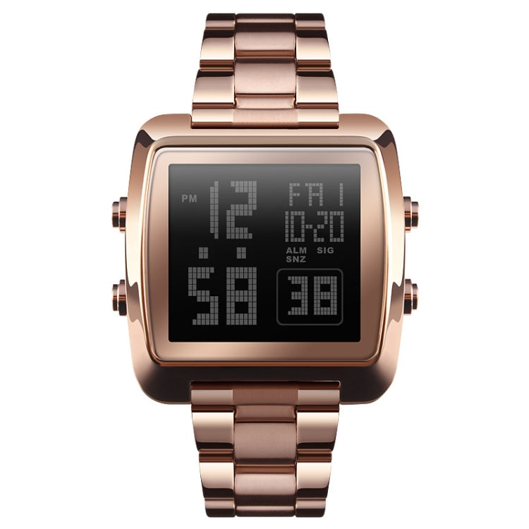 SKMEI 1369 Retro Waterproof Gold Watch Men Steel Belt Luminous Square Watch(Rose Gold) - free shipping - PMC TechLife - Order now!