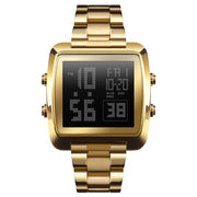 SKMEI 1369 Retro Water-resistant Gold Watch Men Steel Belt Luminous Square Watch(Gold)