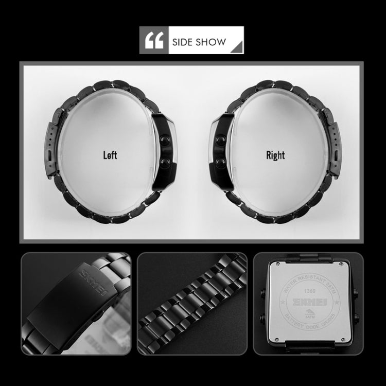 SKMEI 1369 Retro Waterproof Gold Watch Men Steel Belt Luminous Square Watch(Silver) - free shipping - PMC TechLife - Order now!