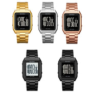 SKMEI 1879 Square Large Screen Men Steel Belt Multi-function EL Luminous Watch, Color: Silver