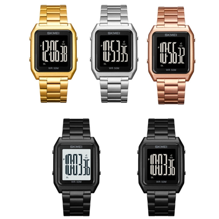 SKMEI 1879 Square Large Screen Men Steel Belt Multi-function EL Luminous Watch, Color: Silver