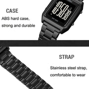 SKMEI 1879 Square Large Screen Men Steel Belt Multi-function EL Luminous Watch, Color: Silver