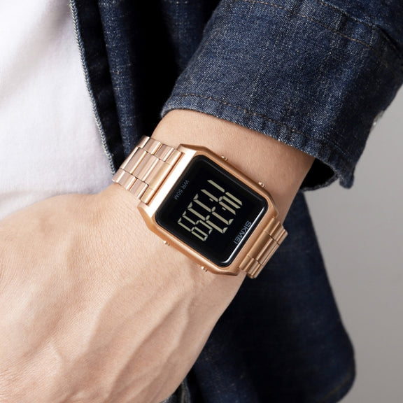 SKMEI 1879 Square Large Screen Men Steel Belt Multi-function EL Luminous Watch, Color: Silver