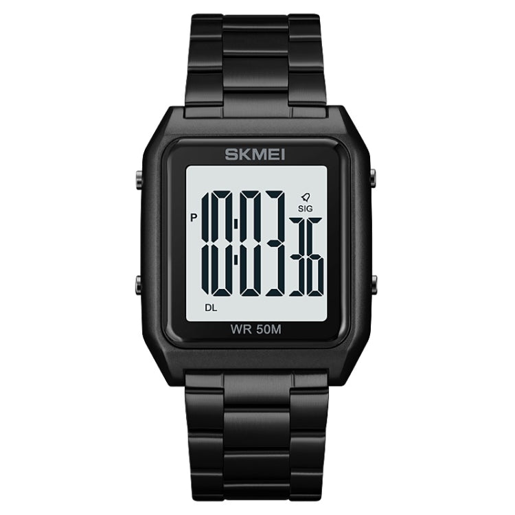 SKMEI 1879 Square Large Screen Men Steel Belt Multi-function EL Luminous Watch, Color: Black White Machine - free shipping - PMC TechLife - Order now!