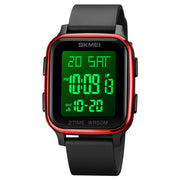 SKMEI 1858 Square Water-resistant Digital Dual Display LED Luminous Watch(Red)