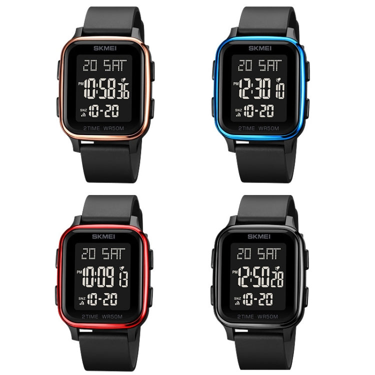 SKMEI 1858 Square Water-resistant Digital Dual Display LED Luminous Watch(Rose Gold)