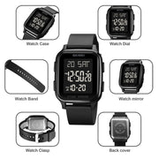 SKMEI 1858 Square Water-resistant Digital Dual Display LED Luminous Watch(Red)