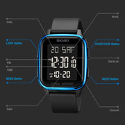 SKMEI 1858 Square Water-resistant Digital Dual Display LED Luminous Watch(Black)