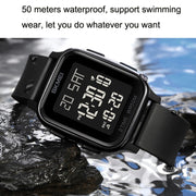 SKMEI 1858 Square Water-resistant Digital Dual Display LED Luminous Watch(Rose Gold)