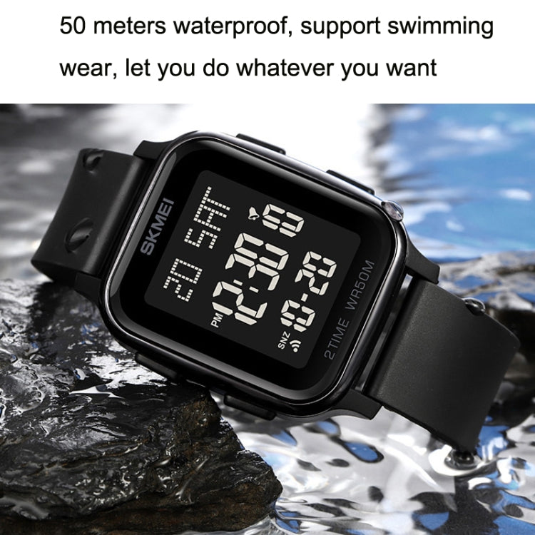 SKMEI 1858 Square Water-resistant Digital Dual Display LED Luminous Watch(Blue)