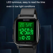 SKMEI 1858 Square Water-resistant Digital Dual Display LED Luminous Watch(Blue)