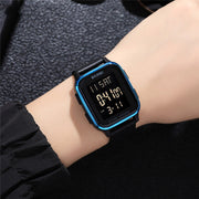 SKMEI 1858 Square Water-resistant Digital Dual Display LED Luminous Watch(Rose Gold)