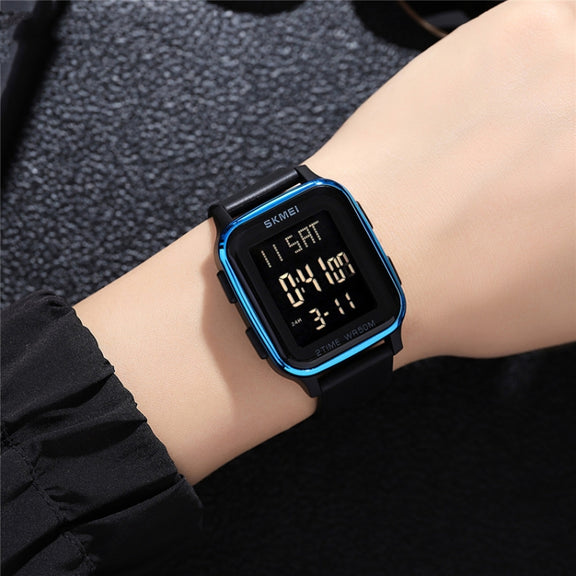 SKMEI 1858 Square Water-resistant Digital Dual Display LED Luminous Watch(Rose Gold)