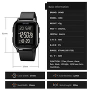 SKMEI 1858 Square Water-resistant Digital Dual Display LED Luminous Watch(Red)