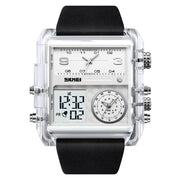 SKMEI 2020 Square Large Dial Triple Movement Men Sports Watch(Transparent White)
