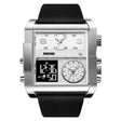 SKMEI 2020 Square Large Dial Triple Movement Men Sports Watch(Silver Shell Black Belt Black Machine) - free shipping - PMC TechLife - Order now!