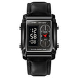 SKMEI 1868 Square Double Display Waterproof Men Watch, Style: Leather Belt (Black) - free shipping - PMC TechLife - Order now!