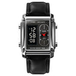 SKMEI 1868 Square Double Display Waterproof Men Watch, Style: Leather Belt (Silver) - free shipping - PMC TechLife - Order now!