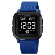 SKMEI 1894 Square Sports Water-resistant Student Simple Multifunctional Luminous Watch(Blue Black Machine)