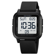 SKMEI 1894 Square Sports Water-resistant Student Simple Multifunctional Luminous Watch(Black White Machine)