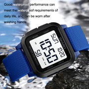 SKMEI 1894 Square Sports Water-resistant Student Simple Multifunctional Luminous Watch(Black Black Machine)