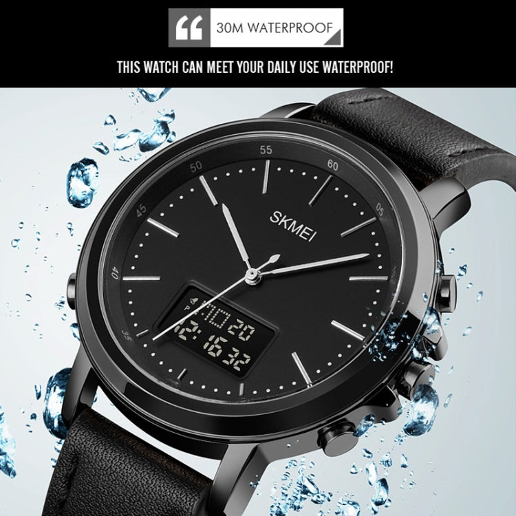 SKMEI 1652 Dual Movement Sports Leather Alloy Male Watch, Color: Rose Gold Shell White Machine