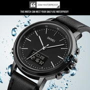 SKMEI 1652 Dual Movement Sports Leather Alloy Male Watch, Color: Rose Gold Shell Black Machine