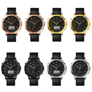 SKMEI 1652 Dual Movement Sports Leather Alloy Male Watch, Color: Silver Shell Black Machine